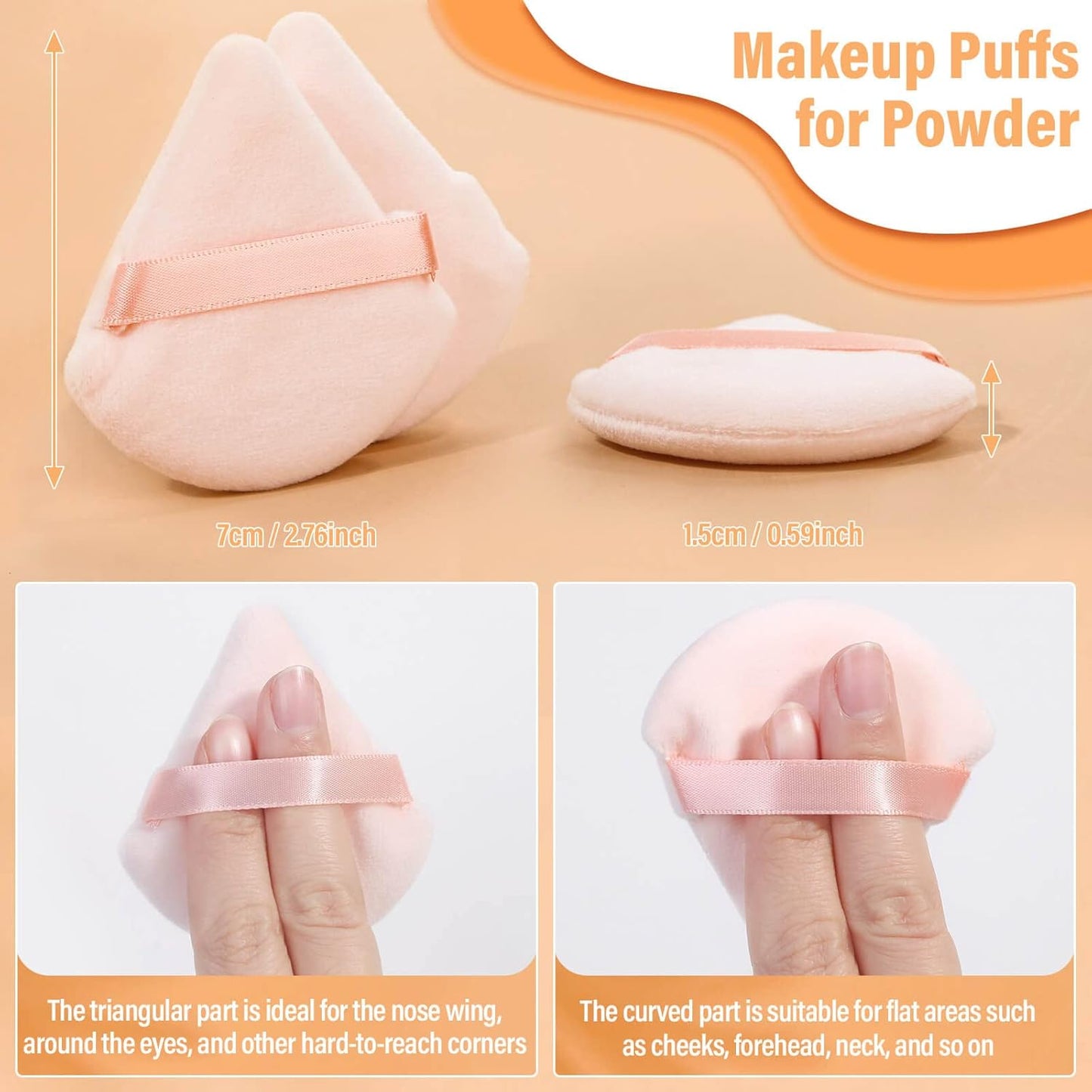 20pcs Triangle Powder Puff, Setting Powder Puff for Make Up, Face Puff Pads for Loose Powder and Press Powder, Makeup Sponge Powder Applicator for Face and Eye