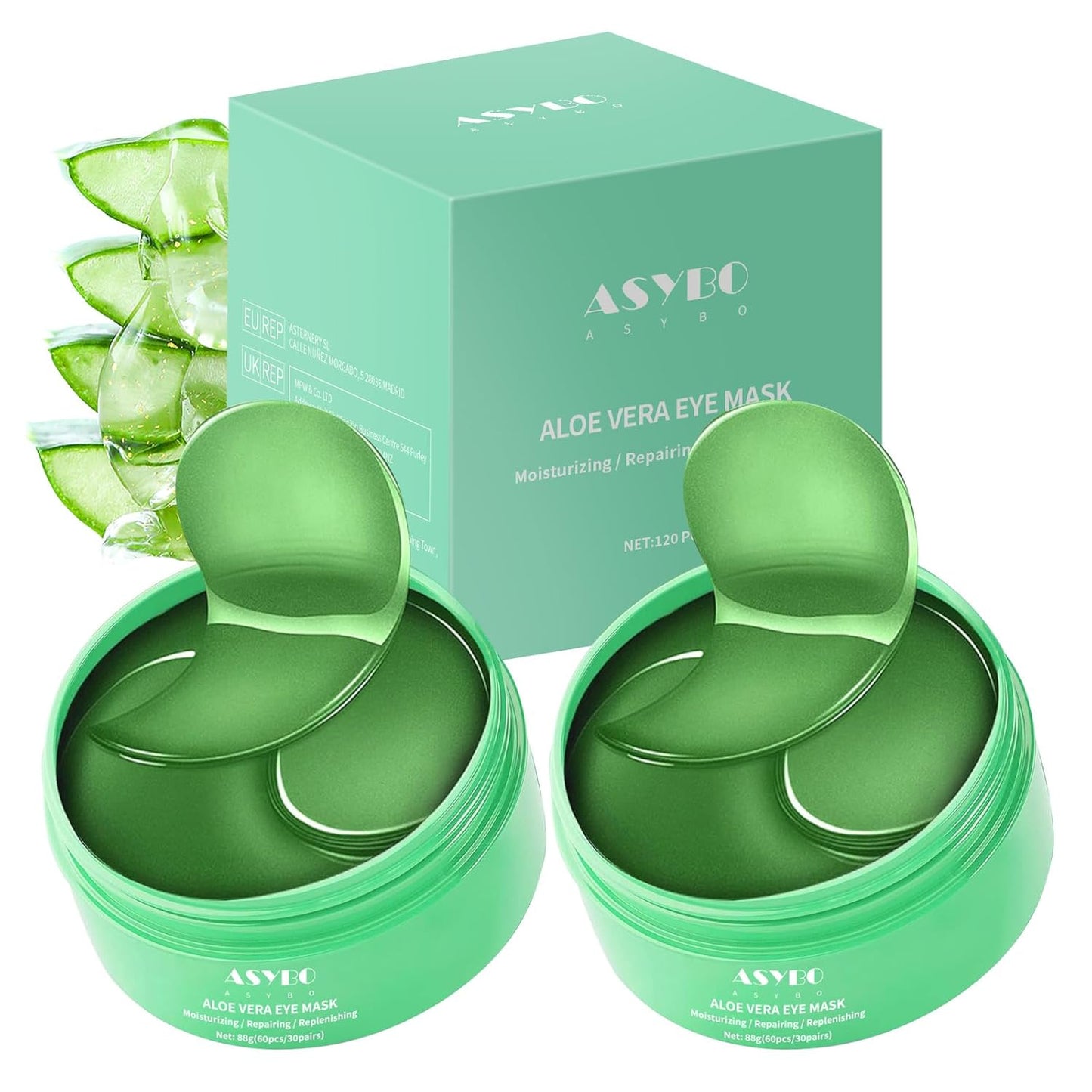 Aloe Vera Eye Mask, 60 Pcs Under Eye Patches, Eye Treatment Mask for Under Eye Bags, Dark Circles, Puffy Eyes, Fine Lines, Anti-Aging and Anti-Wrinkle, Hydrating Eye Mask Skincare