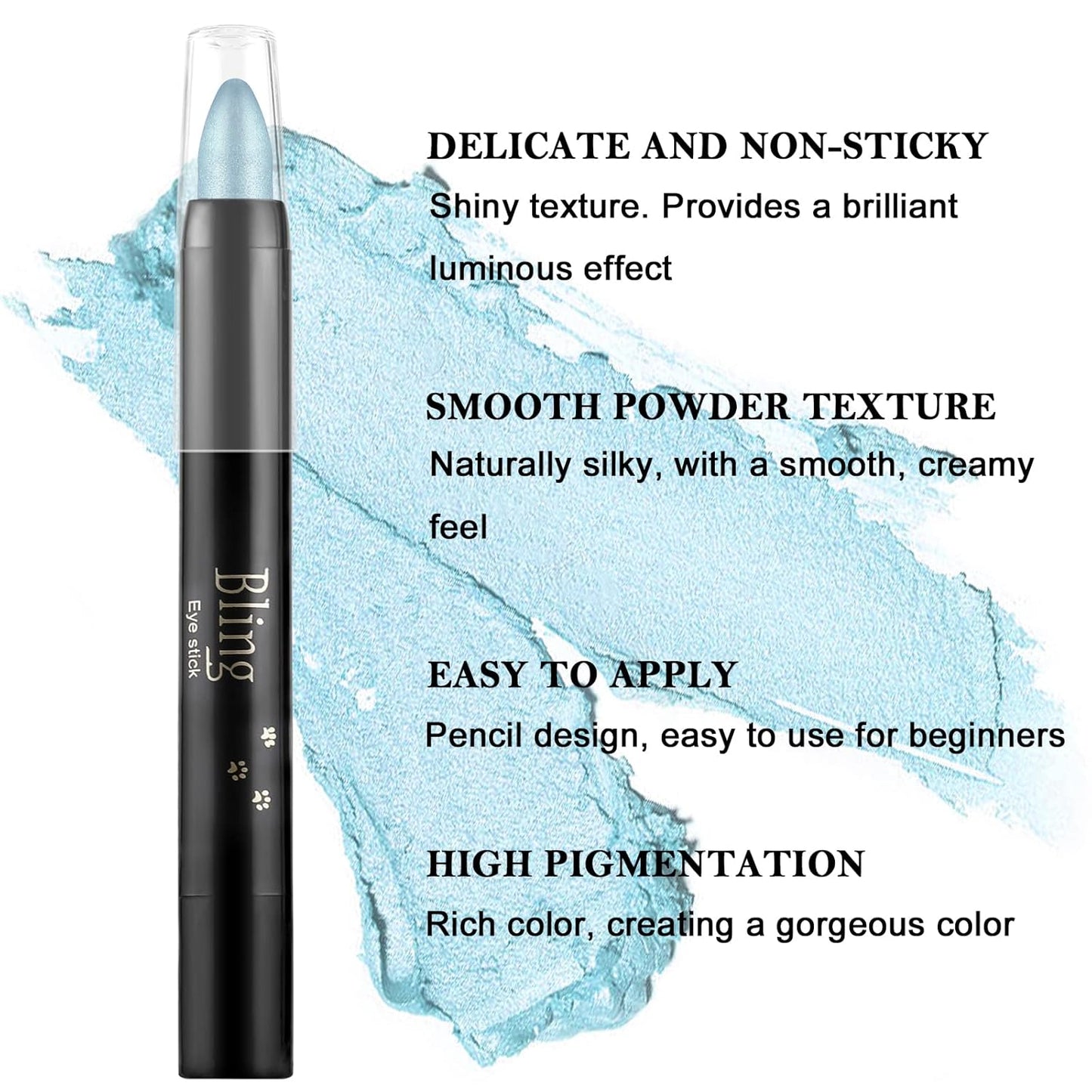 Boobeen Eyeshadow Pencil Crayon Waterproof Stick Shimmer Cream Pen - Create Glitter Eye Makeup, Easy to Use