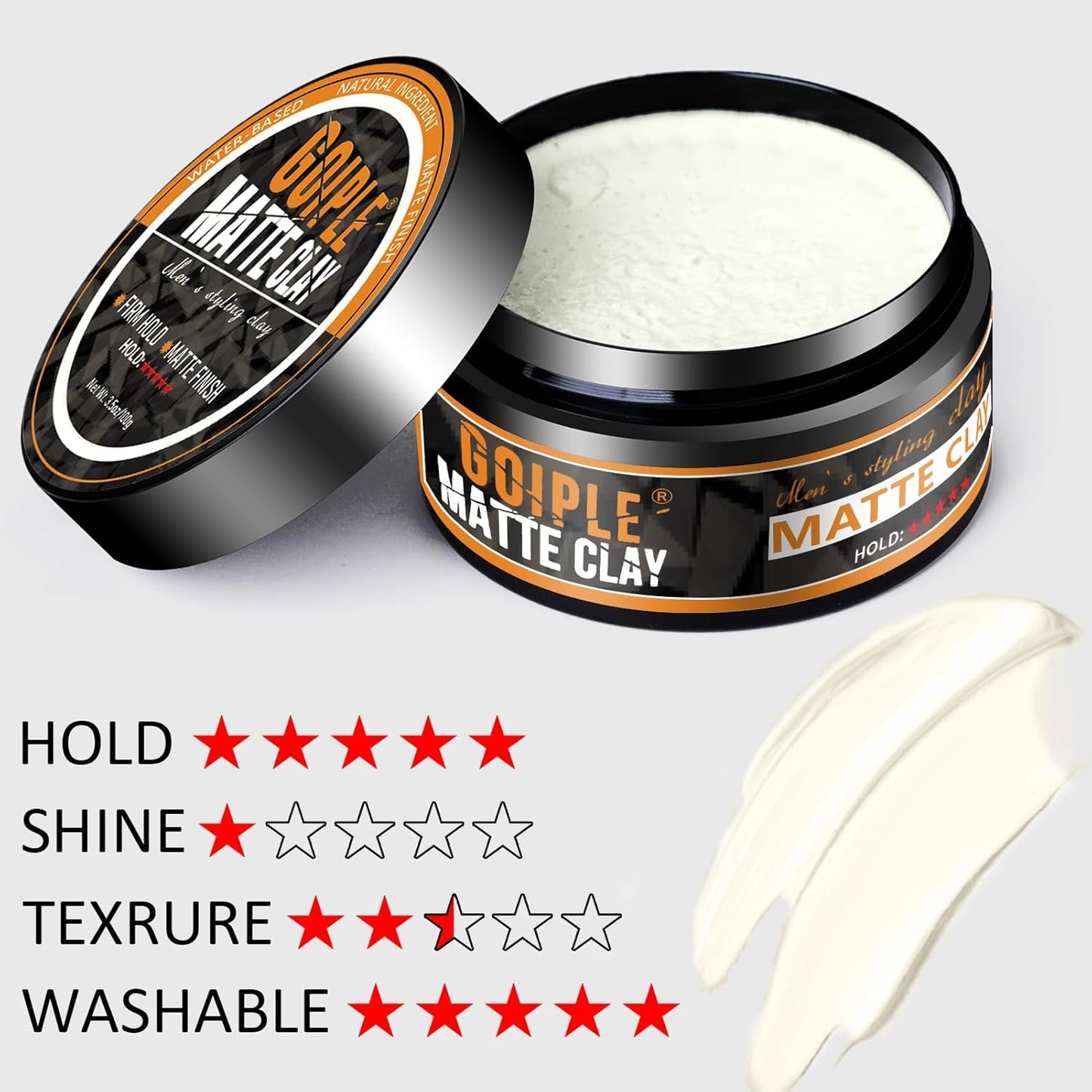 Matte Clay Firm Hold Hair Clay for Men Water Based & Hair Styling Powder for Natural Finish Volumizing & Texturizing Hair Powder & Sea Salt Spray for All Hair Adds Instant Thickness Light Hold (3PCS)