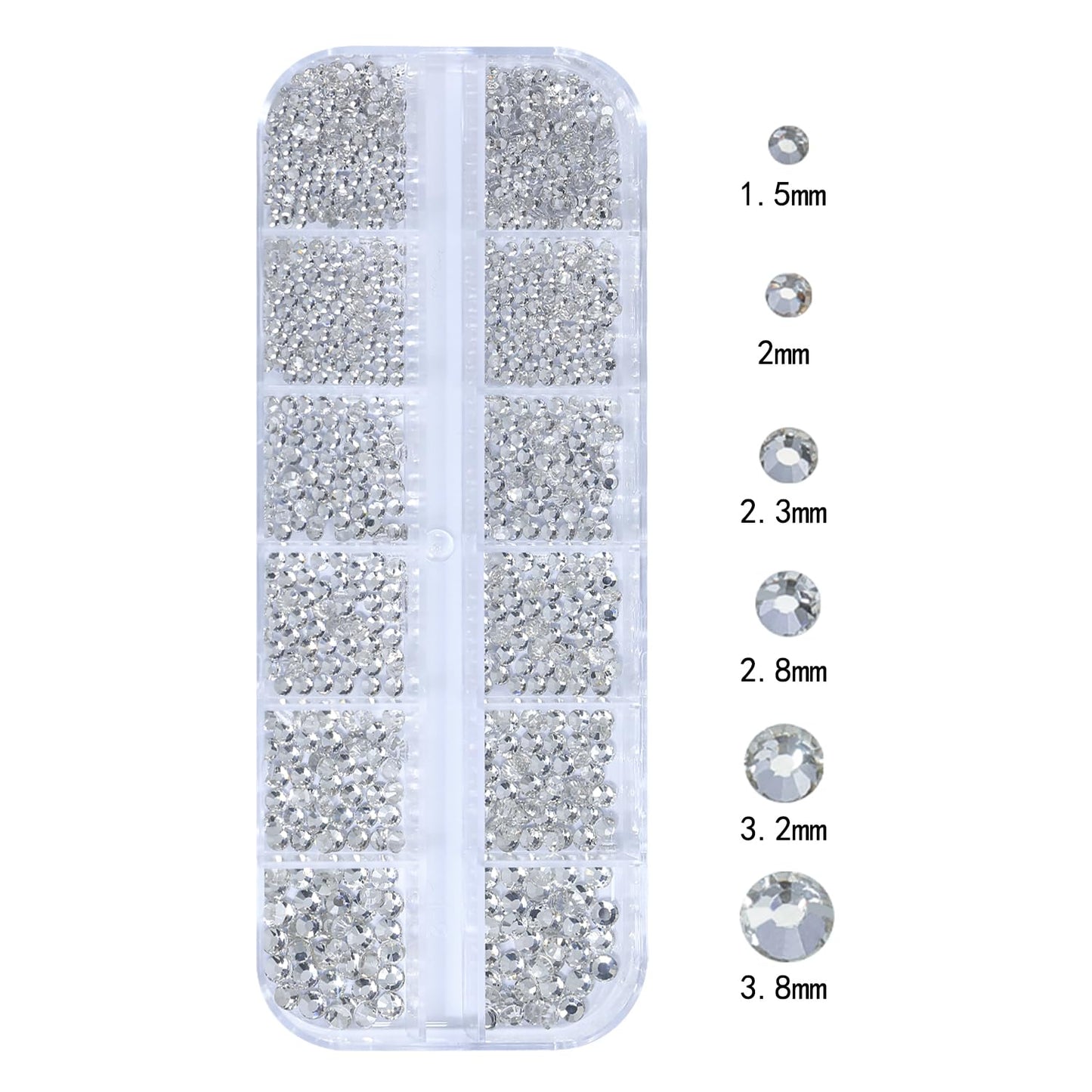 HNUIX Nail Rhinestones - 3D Multi Shape Size, Crystal Clear Nail Gems, Flat Back, with Kit, for Nail Art, DIY Decorations