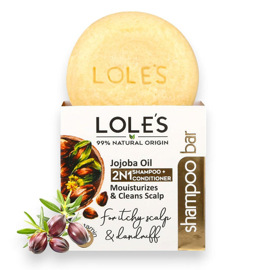 LOLE'S Shampoo Bar and Conditioner 2in1 with Jojoba Oil for Itchy Scalp & Dandruff, Moisturizes & Cleans Scalp, Travel Shampoo, Silicone Free, 3.5Oz
