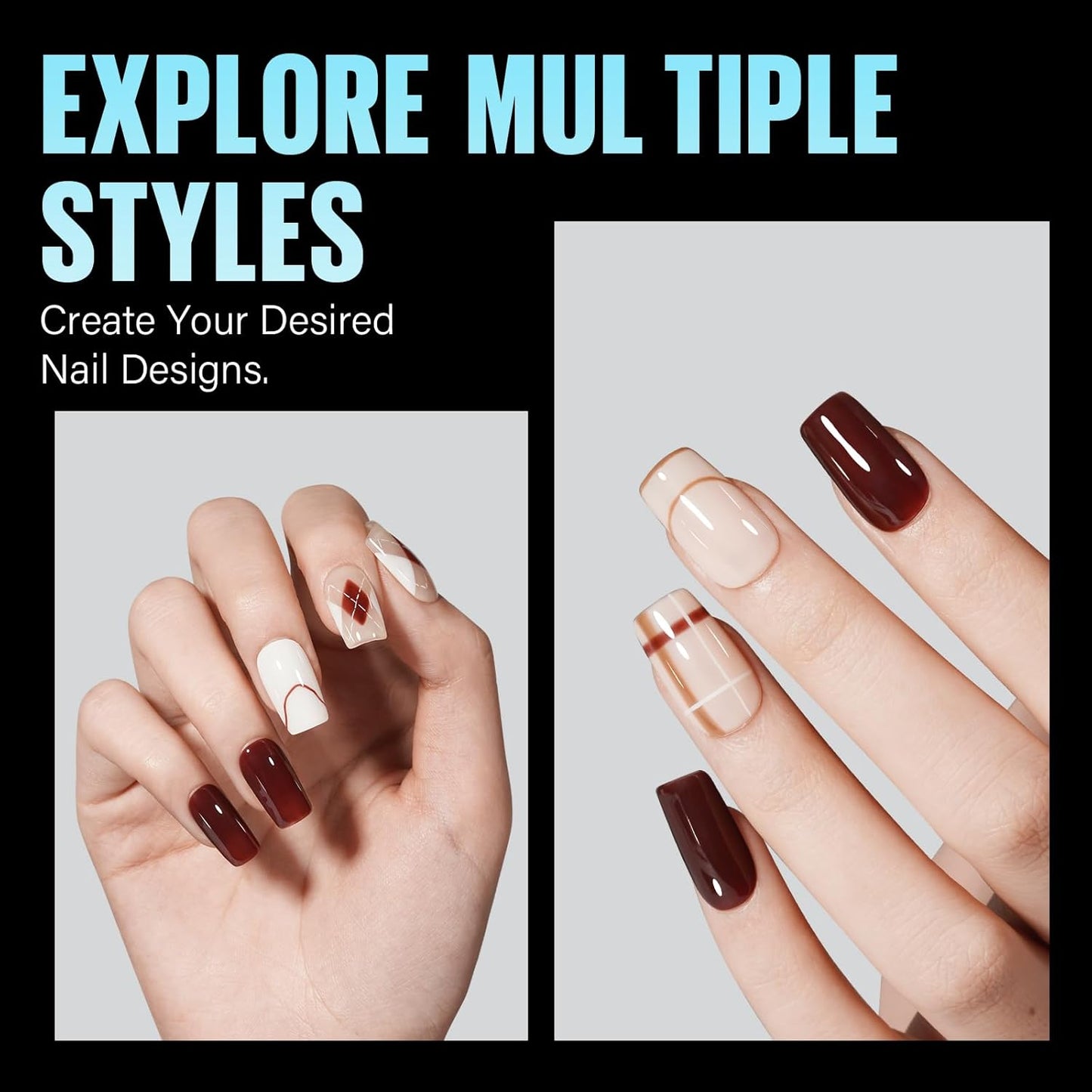 TOMICCA Short Square Nail Tips, 504Pcs Soft Acrylic Nail Tips Square, Press on Nail Acrylic False Nails for Nail Extension DIY Nail Salon 12 Sizes