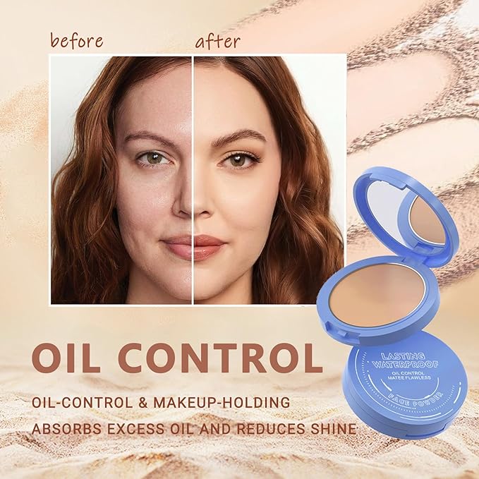 Oil Control Face Pressed Powder,Matte Smooth Flawless Setting Powder Makeup,Waterproof Long Lasting Finishing Powder,Cruelty Free Lightweight Face Cosmetics,0.35Oz(CAPPUCCINO)