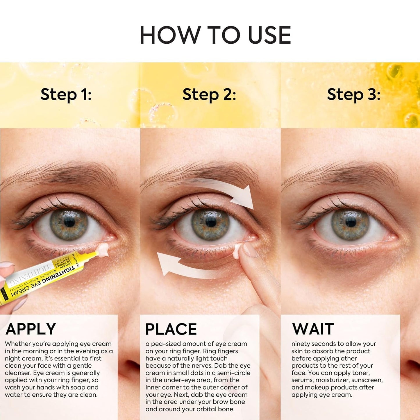 Instant Temporary Eye Tightener Cream: Reduces The Look of Under Eye Bags, Dark Circles & Puffiness, Anti-Aging Fine Lines, Firm Delicate Skin Under Your Eyes, Rapid Eye Firming 0.5 oz