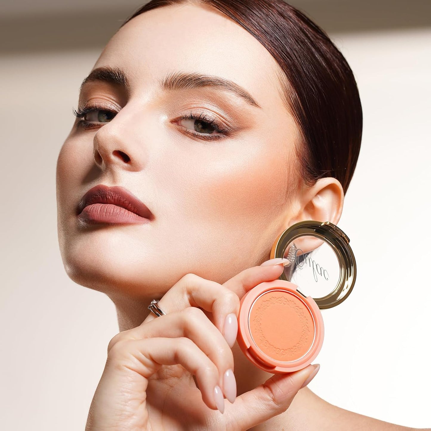 Oulac Peach Blush Makeup Fair Skin| Pigmented Powery Blush Korean Style| Natural Radiant Look| Blendable & Buildable blush Light Skin| Vegan Cruelty-Free| 4.8g 16 Summer Time