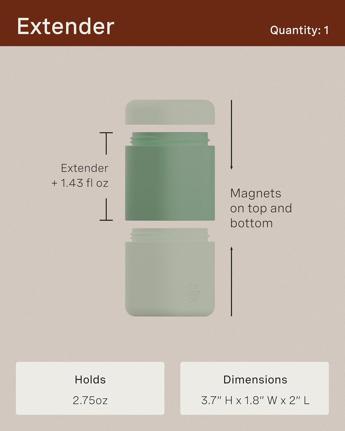 Cadence Travel Containers - Full Skincare Set - Magnetic Containers with Lids,Carry On Travel Essentials For Women/Men - 2 Small (0.56oz), 4 Medium Capsules (1.32oz), & Extender (1.43oz) - Charcoal