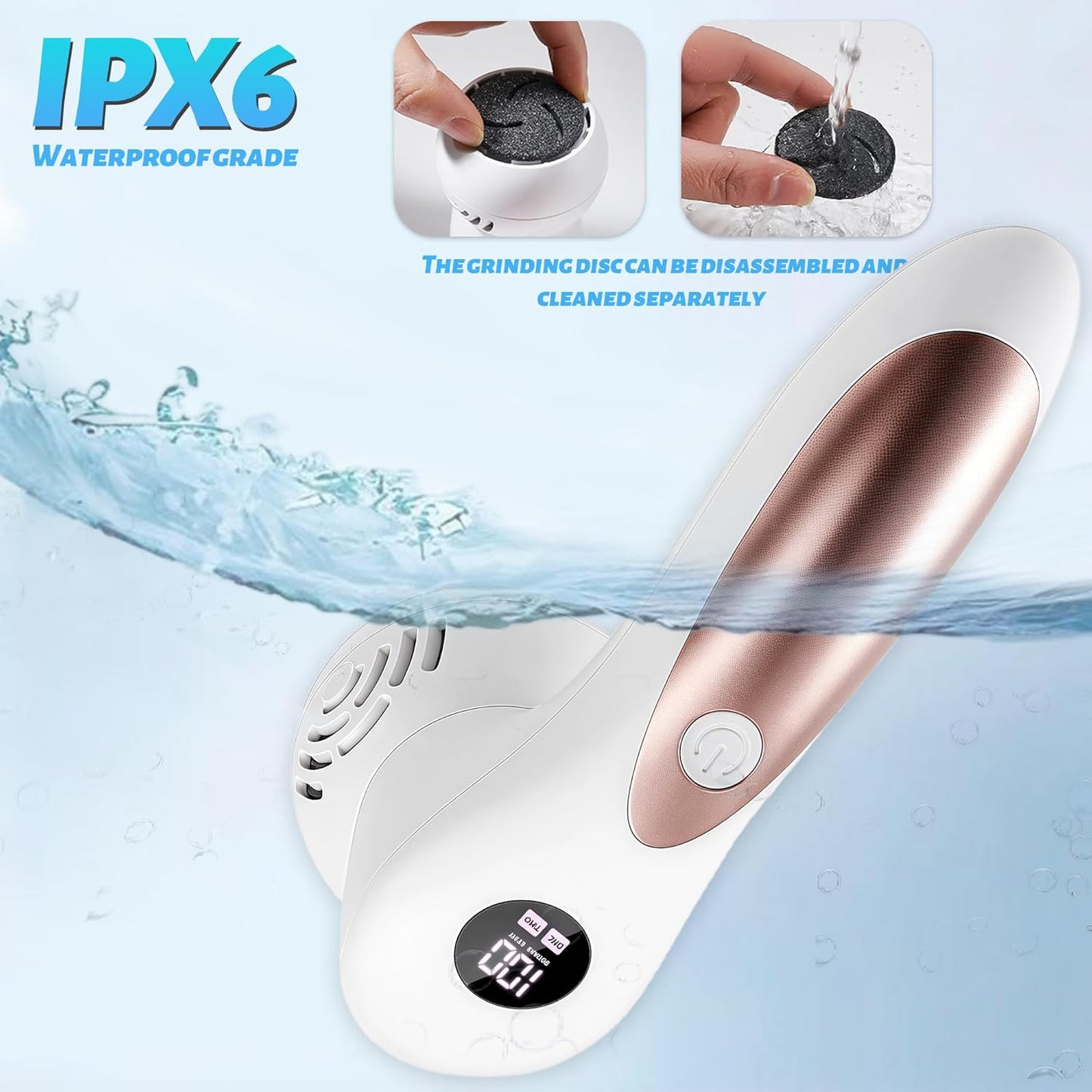 Electric Feet Foot Callus Remover Equipped with A Vacuum System Foot Scrubber 17 in 1 Professional Foot Care Tool Ipx6 Waterproof Rating for Removing Hard Cracks Dryness and Dead Skin (White)