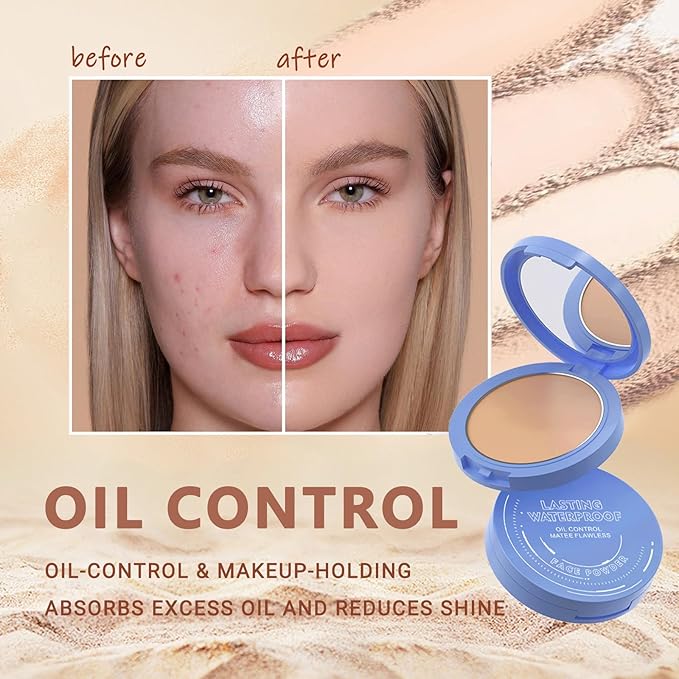 Oil Control Face Pressed Powder,Matte Smooth Flawless Setting Powder Makeup,Waterproof Long Lasting Finishing Powder,Cruelty Free Lightweight Face Cosmetics,0.35Oz(PURE BEIGE)