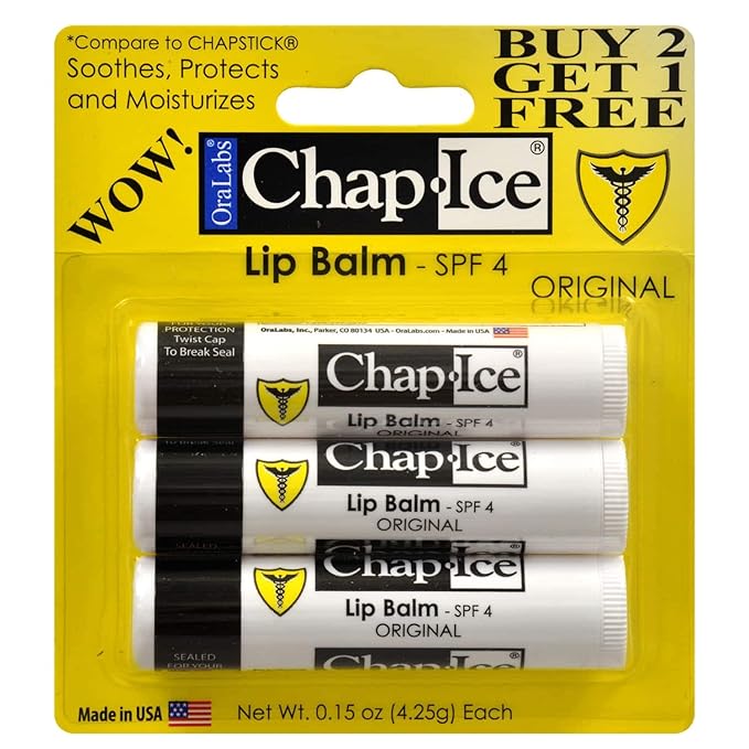 Chap-Ice SPF 4 Premium Lip Balm, Original , 3 pack