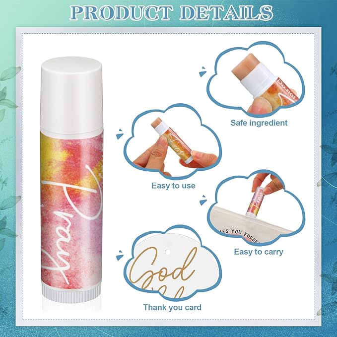 Fumete 50 Sets Christian Lip Balms Bulk Gift for Women Religious Bible Verse Lip Balm Faith Inspirational Scripture Gifts for Church Party Favor Friend Teacher Coworker