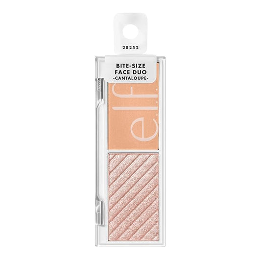 e.l.f. Cosmetics Bite-Size Face Duo, Highlighter, Bronzer & Blush Palette, Highly Pigmented, Cantaloupe, 0.049 Oz (1.4g), 0.049 ounces