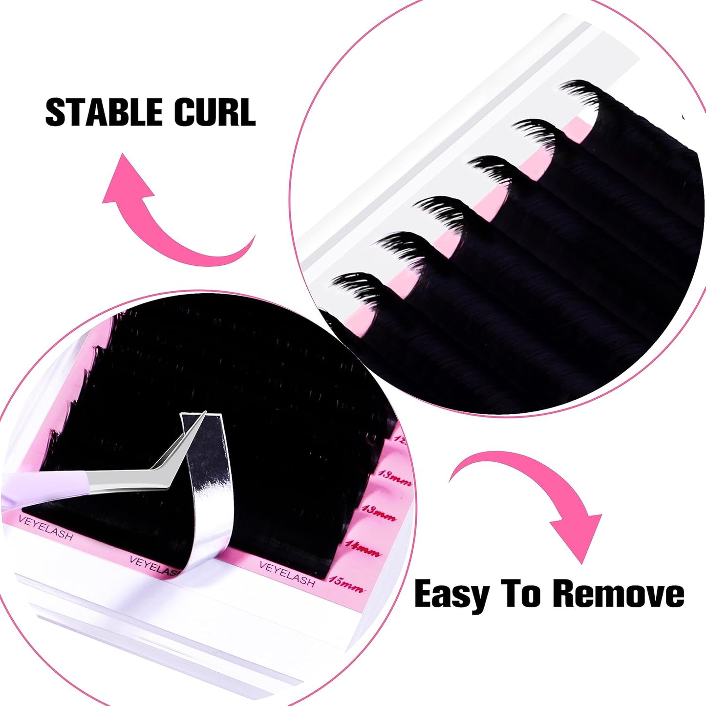 VEYES INC Cashmere Smart Fan Lash Extensions 0.03 0.05 0.07 C/CC/D Curl 8-20mm Mixed & Single Length, Super Matte Black Volume Lashes, Professional Supplies for Lash Techs (0.05 C 11mm)