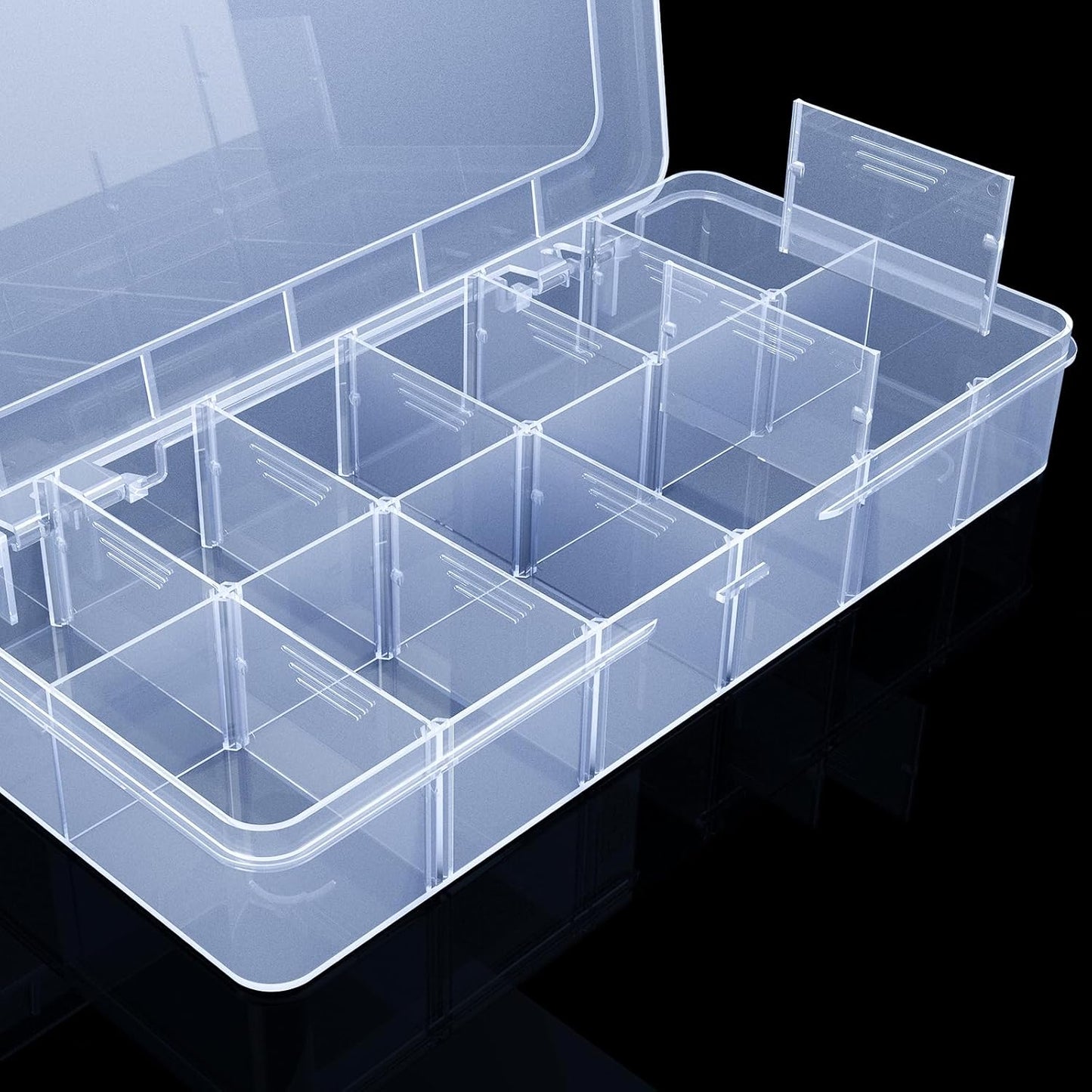 Plastic Organizer Box,12 Grids Clear Bead Organizer Compartment Box with Removable Dividers for Parts,Bead Storage Earring Container Tool Hair Accessories