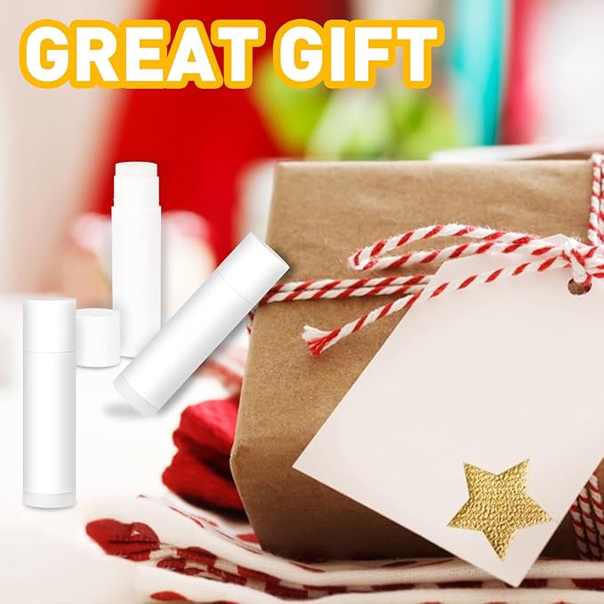 DMSKY 50 Pack Lip Balm Unlabeled, Natural Lip Balm Bulk Blank Tube, Lip Balm for Party Favors and Gift Basket Filling - 5 Flavors