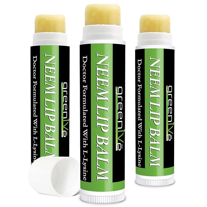 GreenIVe Neem Lip Balm, Vegan Lip Moisturizer with L-Lysine, Soothe and Soften (3)