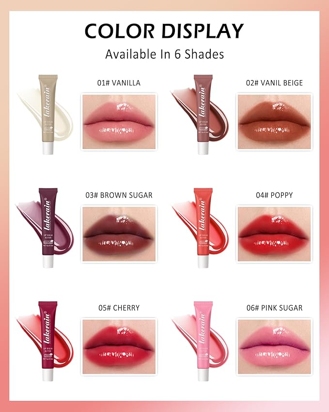 Lip Butter Balm Poppy, Hydrating Tinted Butter Lip Gloss,Clear Lip Mask Lip Care Moisturizer,Smooth Lip Treatment Balm, Non-Sticky Jelly Glow Reviver Fat Lip Oil, Thanksgiving Makeup Gift for Women-04