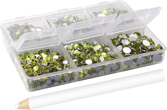 Multi Size 3mm 4mm 5mm Rhinestones Set for Nails Crafts Lemon Yellow Non Hotfix Rhinestones Nail Gems Rhinestone Round Flat Back Resin Rhinestone for Makeup Clothes Shoes Eyes Bottles Crafts