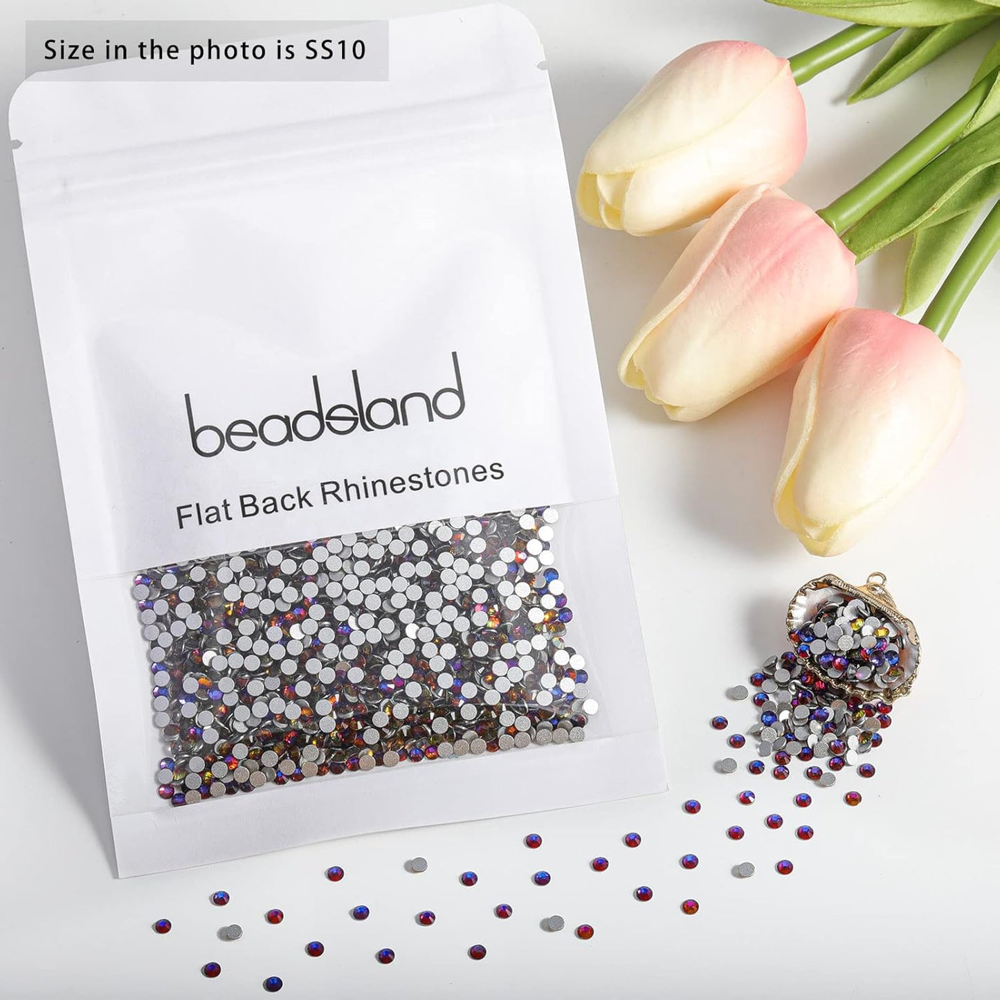 Beadsland 1440 Pieces Flat Back Crystal Rhinestones Round Gems,1.3mm-6.5mm,Blue Volcano,SS10,2.7-2.9mm