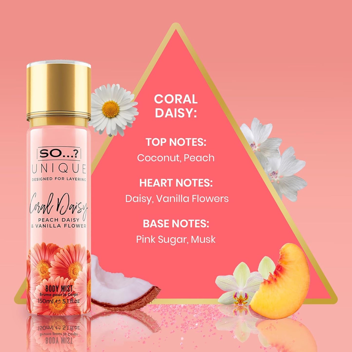 So...? Unique Body Mist - Coral Daisy for Women - 5.1 oz Body Mist - Pack of 3