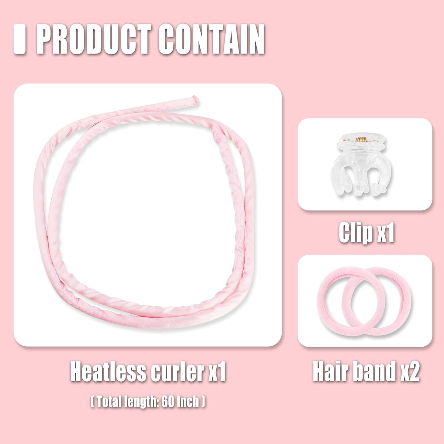 Pinkiou Heatless Curlers Overnight,Hair Curler to Sleep In, No Heat Hair Roller for Long & Short Hair, Heatless Curling Set with 2 Scrunchies (Pink)