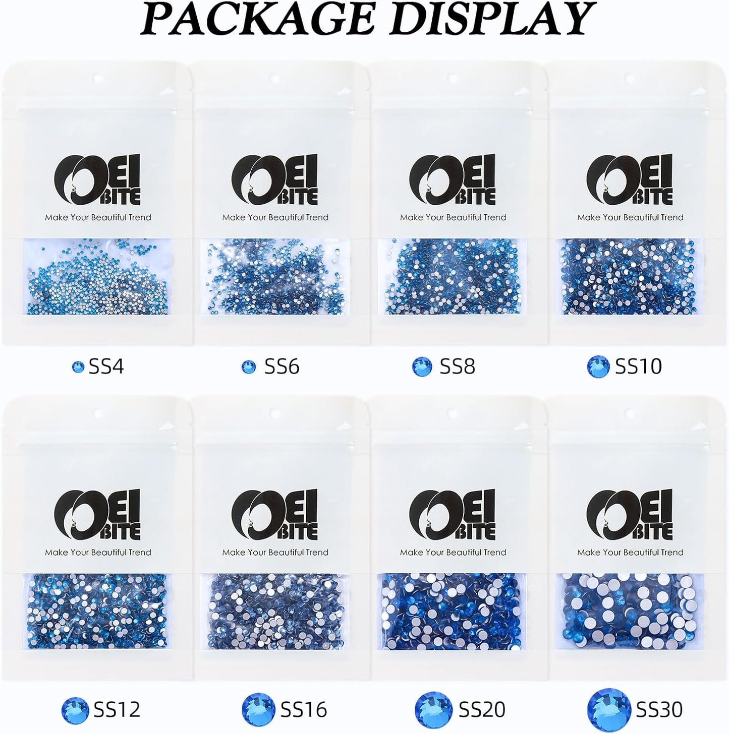 Capri Blue Flatback Rhinestones, Glass Rhinestones for Nail Art and Craft, Glue Fix, Loose Crystal Gemstones(Capri Blue, SS4, 1440pcs, 1.5-1.7mm)