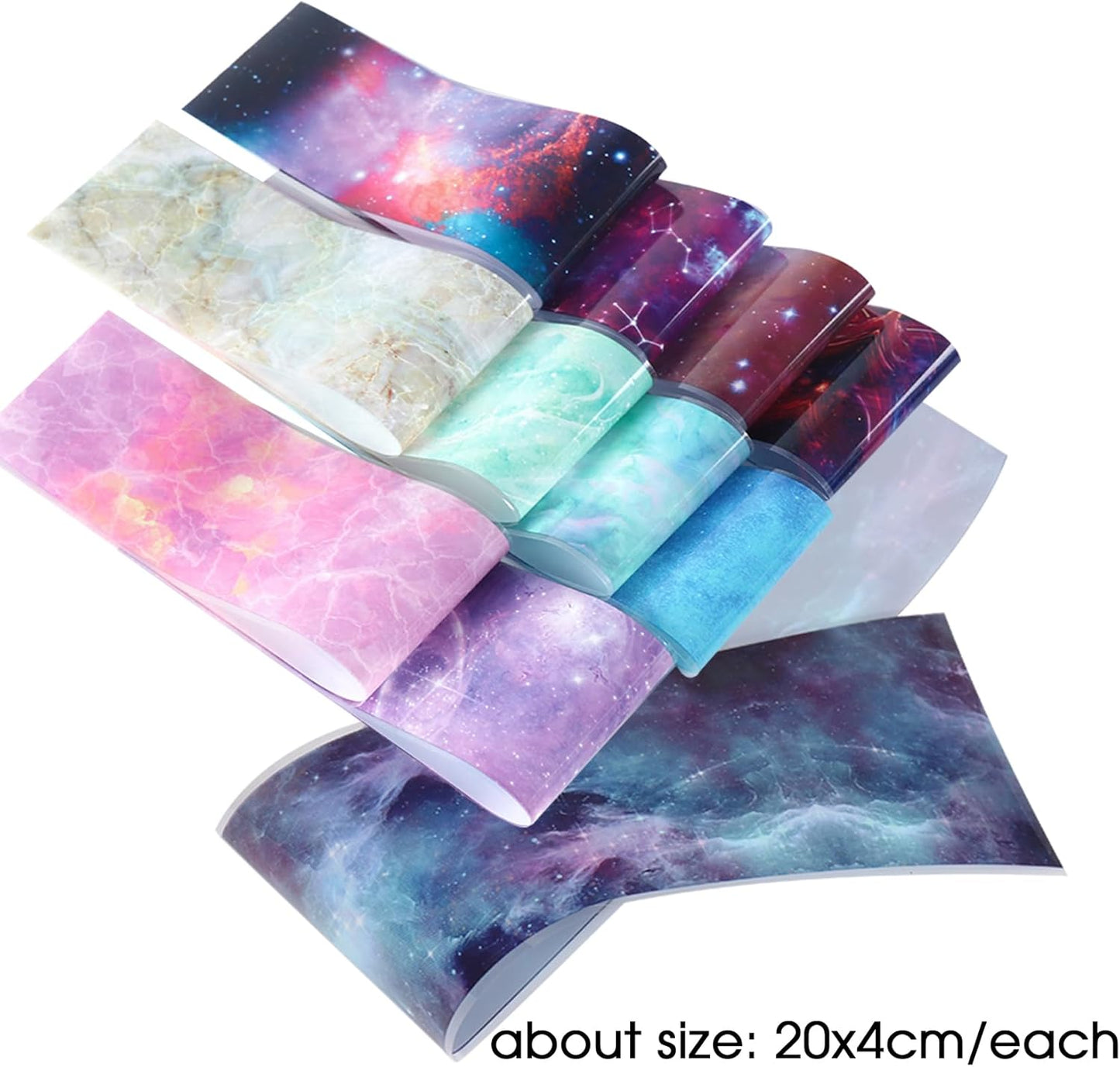 Nail Foils Transfer Nail Art 50PCS Holographic Starry Sky Stickers Marble Decals Nail Supplies Colorful Gradient Pink Blue Nail Art Foil Transfer Sheets Paper for Women DIY Designs Manicure Accessory