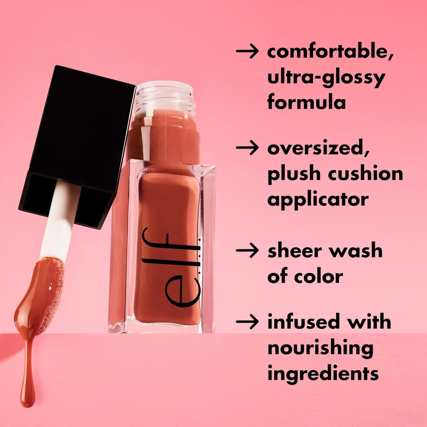 e.l.f. Glow Reviver Lip Oil, Nourishing Tinted Lip Oil For A High-shine Finish, Infused With Jojoba Oil, Vegan & Cruelty-free, Coral Fixation