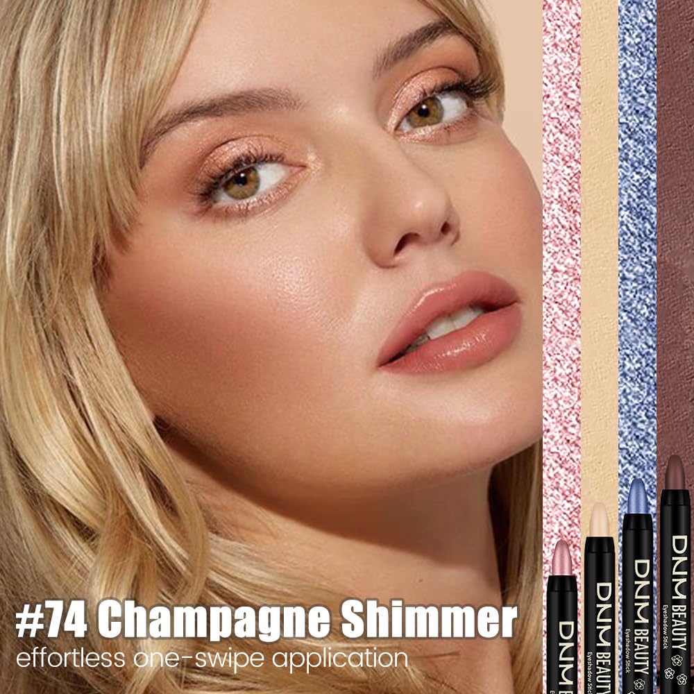 Champagne Shimmer Cream Eye Shadow Stick Makeup for Women, Shimmer Eyeliner Pencil Eyeshadow Brightener Stick for Eyes, Waterproof Eyeshadow Applicator Blendable sombras para ojos 74#