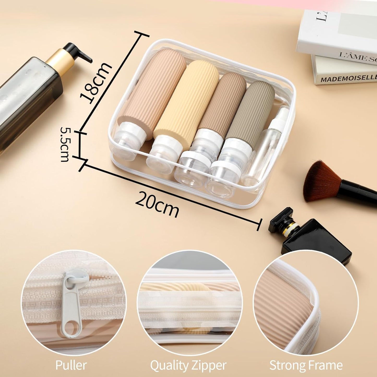 16 Pack Travel Bottles for Toiletries, Large 6oz Silicone Travel Containers jar for Toiletries, Leak Proof Refillable Liquid Shampoo And Conditioner Travel Essentials toiletry Bottles