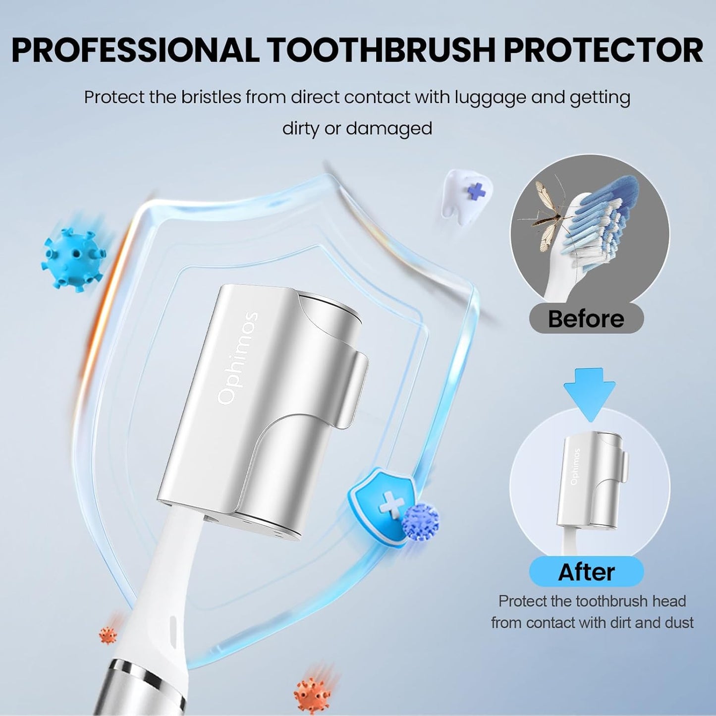 Aluminum Alloy Toothbrush Head Cover/Cap/Protector Case,Travel Toothbrush Covers Long-lasting Toothbrush Head Caps for Most Electric/Manual Brushes, 2 Count