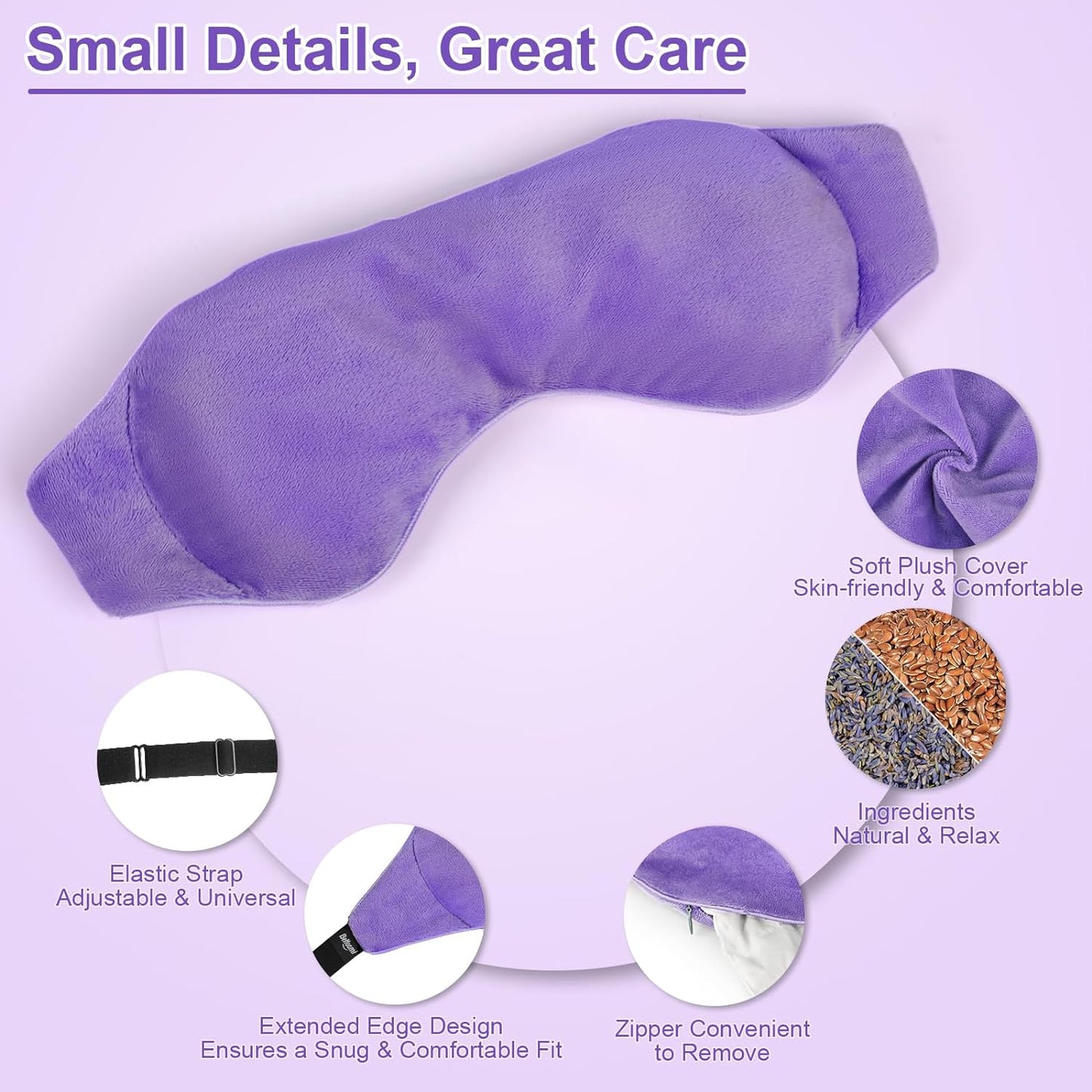 Weighted Eye Mask for Sleeping, Soft Heated Eye Mask, Moist Heat Warm Compress for Eyes, Natural Lavender & Flaxseeds Microwave Reusable Sleep Mask, Must Haves for Women Spa, Home, Office