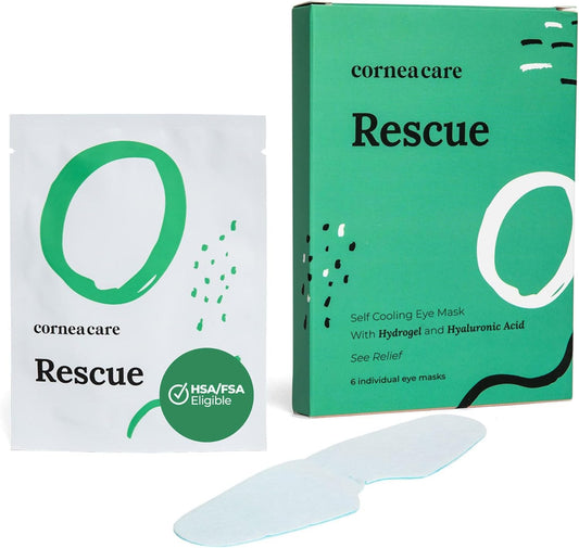 Rescue: Hydrogel Self Cooling Compress | Cold Eye Masks for Puffy Eyes | Self Cooling Eye Compress for Fast Relief | Travel Ready | 6 Count