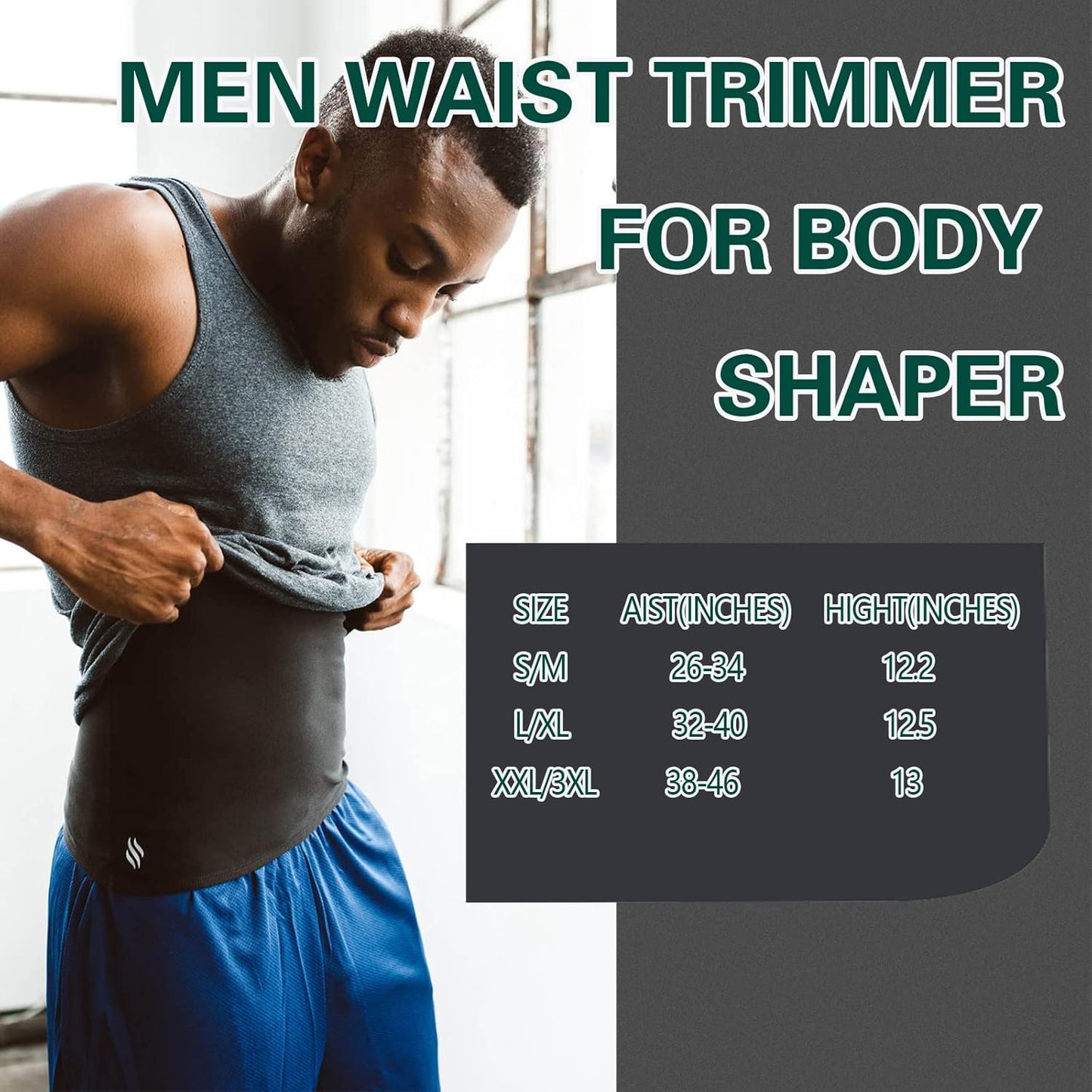 Waist Trainer Trimmer Sweat Belt Band for Men Lower Belly Fat Sauna Slimming Belt Suit Workout