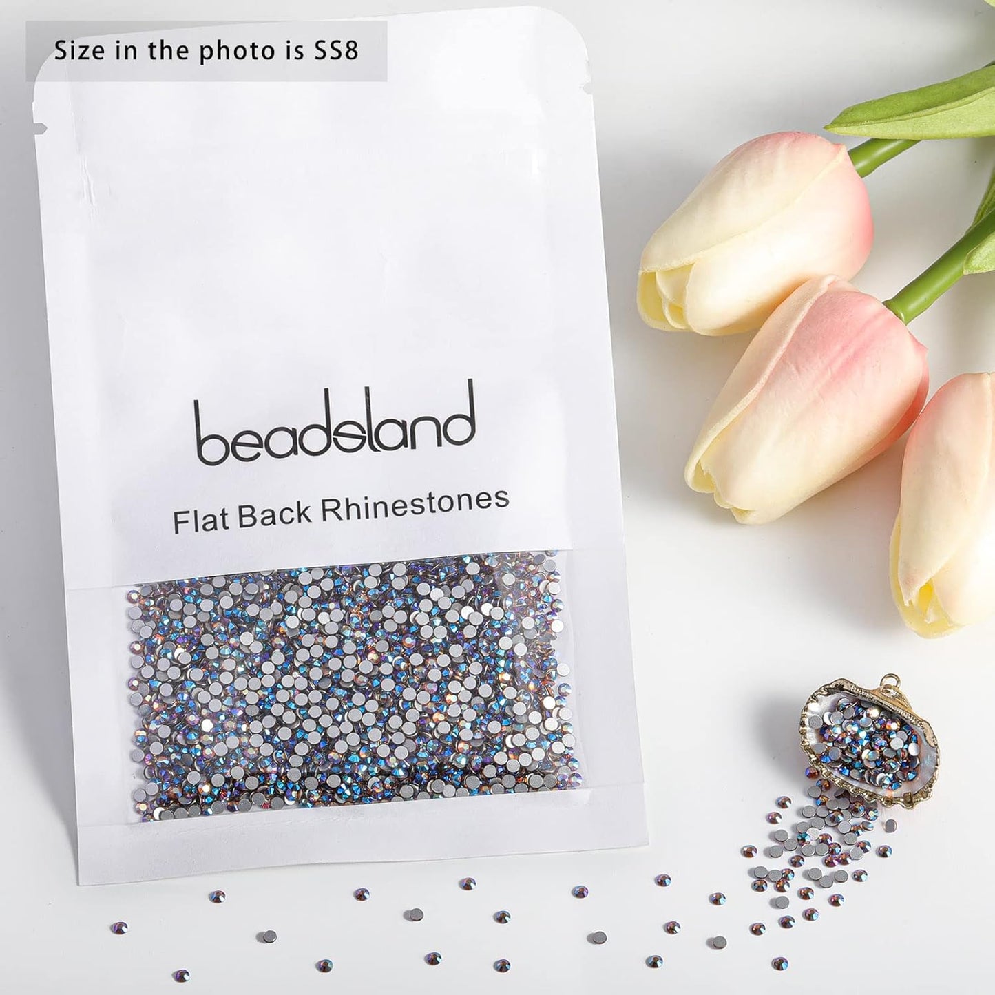 beadsland 1440 Pieces Flat Back Crystal Rhinestones Round Gems, Lt.Colorado Topaz AB,SS8,2.3-2.5mm
