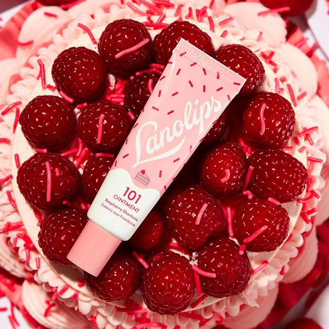 Lanolips 101 Delicious Rasberry Shortcake - Lip Balm with Vitamin E Oil and Lanolin for Lip Hydration - Naturally Flavored Lanolin Lip Balm for Very Dry Lips - Dermatologist Tested (.35 Oz)