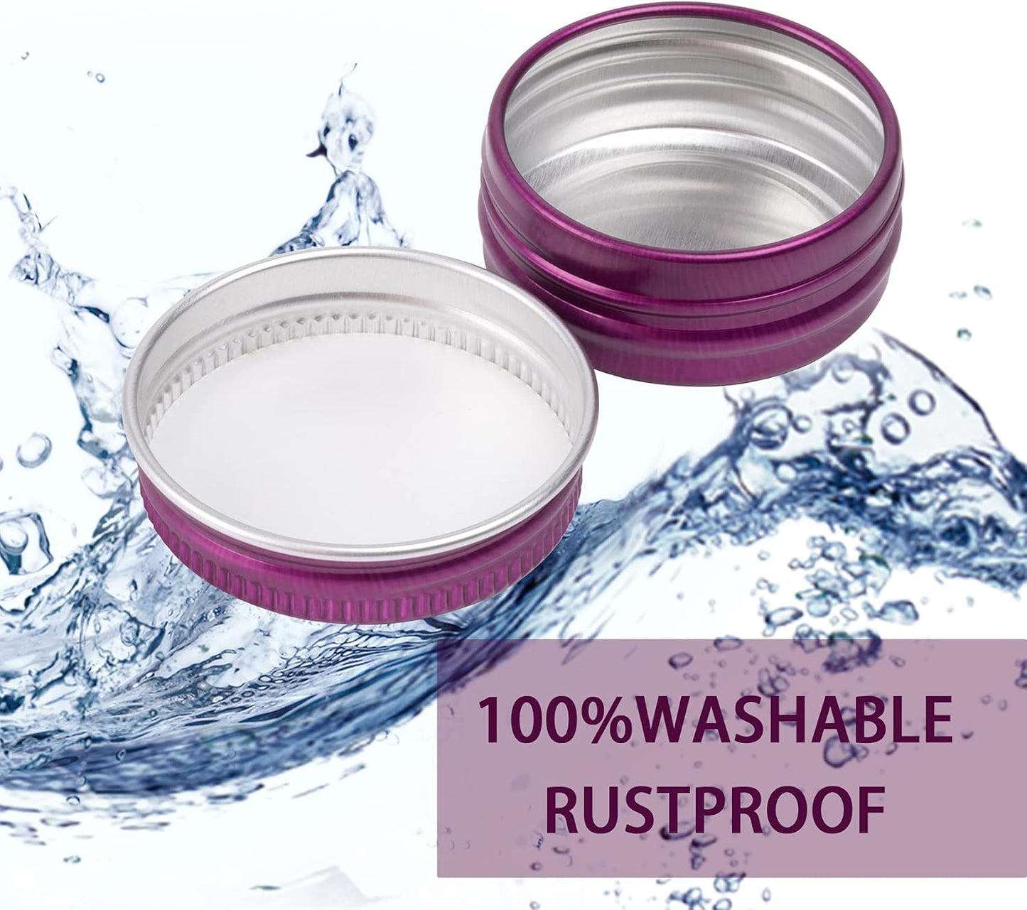 0.5 oz Screw Top Aluminum Tin Jar with Screw Lid and Blank Labels (Purple - Pack of 32)