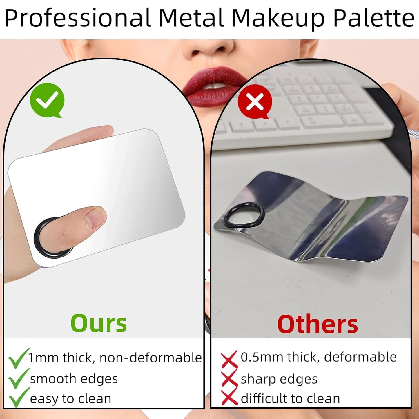 2 Set Makeup Mixing Palette,Stainless Steel Makeup Palette with Spatula Professional Make up Artist Must haves,Suitable for Mixing Foundation Make up Eye Shadow and Nail ﻿