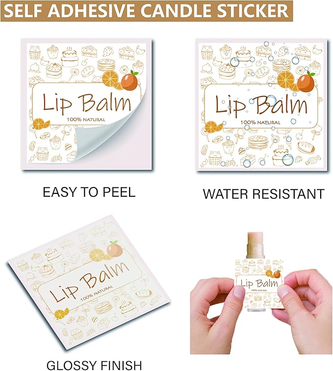 CRASPIRE Lip Balm Labels 80pcs Homemade Lip Balm Labels 2” Clear Lip Balm Labels for Tubes Printable Waterproof Lip Balm Stickers Labels for Lip Balm Handcream Candle Container（Food Logo）