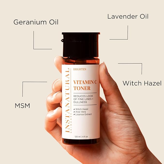 InstaNatural Skin Care Set, Vitamin C Face Wash, Toner, Serum and Moisturizer , Hydrating, Anti Aging and Brightening