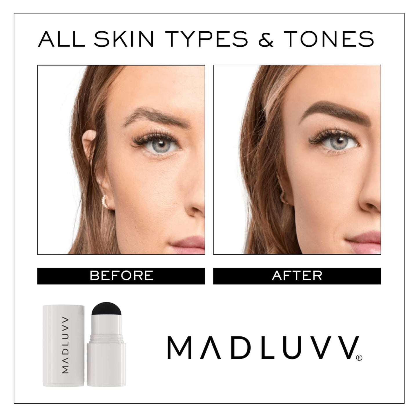 MADLUVV Brow Stamp Refill* - Color Stamp for Brows & Root Touch Up for Women & Men, Instantly Conceal Hair Loss, Grey Hair, Thinning Hair with Stain-Proof/Smudge-Proof Powder Formula (Soft Brown)
