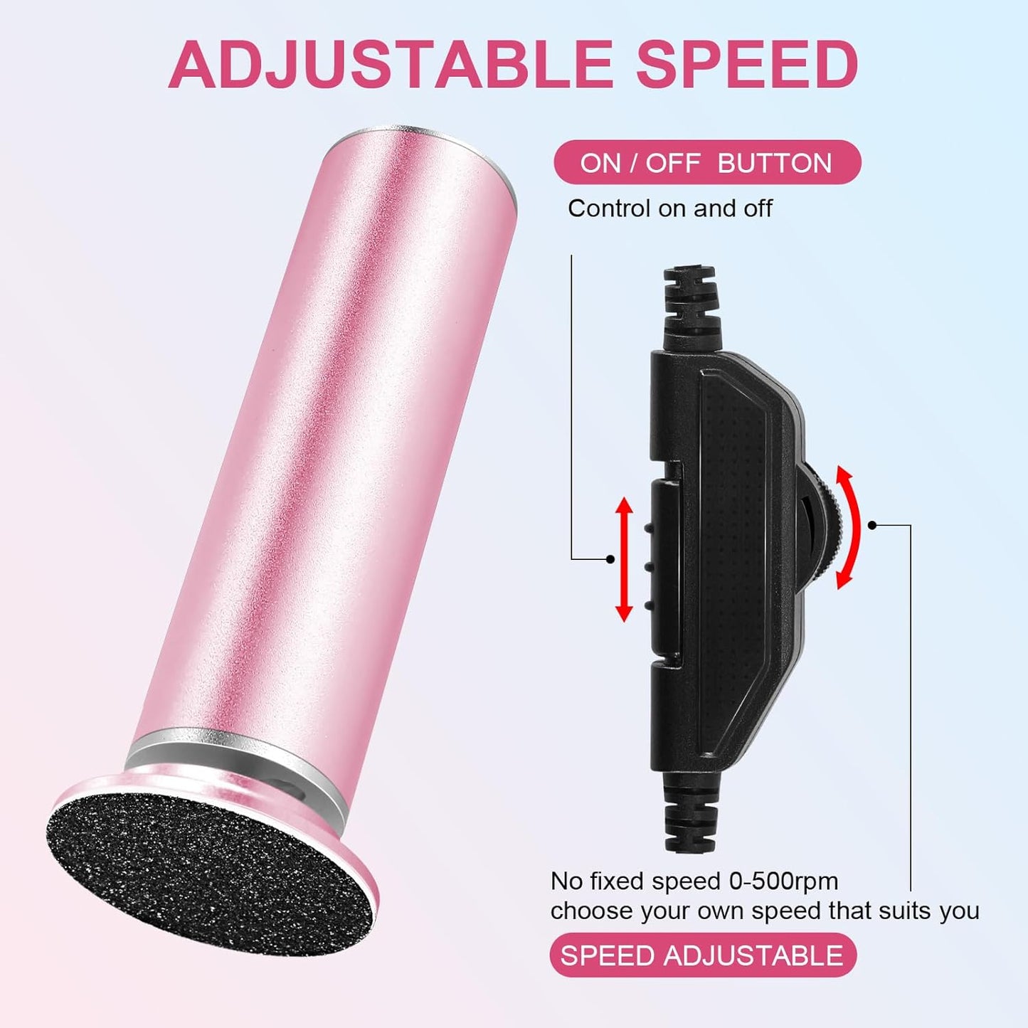 Electric Foot Callus Remover with Hand Callus Remover, Adjustable Speed Professional Electric Foot File Filer Sander Pedicure Tools for Feet Heel Dead Cracked Skin Women Men Use (Pink)