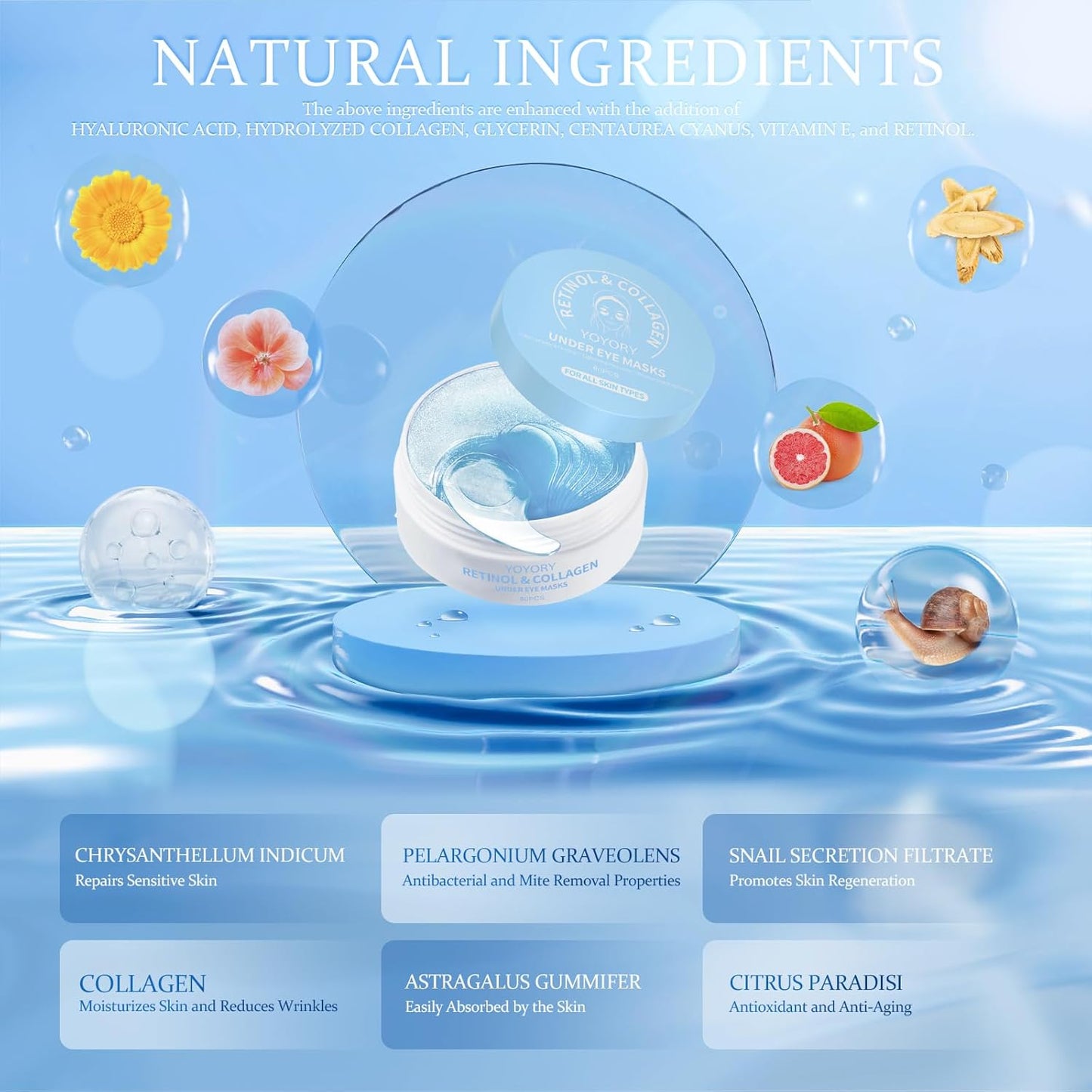 Under Eye Patches Masks - for Dark Circles, Puffy Eyes, Fine Lines, Wrinkles, Eye Bags Treatment with Collagen and Hyaluronic Acid, Moisturizing and Hydrating (60 Pcs)…