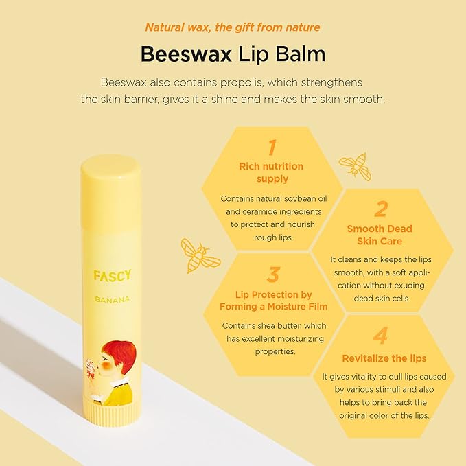 FASCY Lollipop Lip Balm Banana, Lip Balms & Moisturizers, Korean Lip Balm, Korean Lip, Korean Lip Products, Paraben Free, Moisturizing, 0.13 Oz, (Banana)