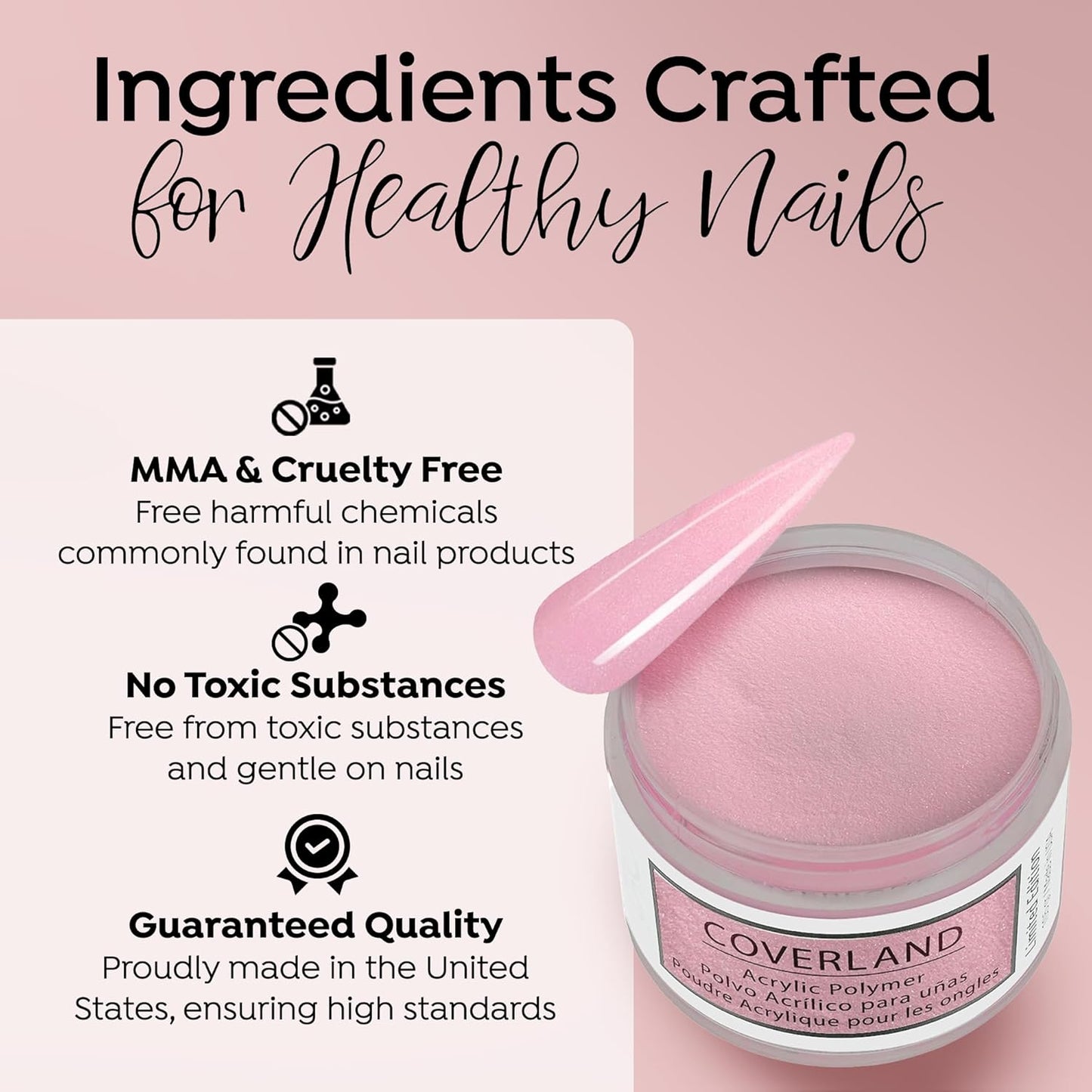 Tones Coverland Acrylic Nail Powder "Pink Sorbet" - Limited Edition Acrylic Powder for Nail Design, Sculpting, and Masking Nail Bed Imperfections - (1.5 Oz)