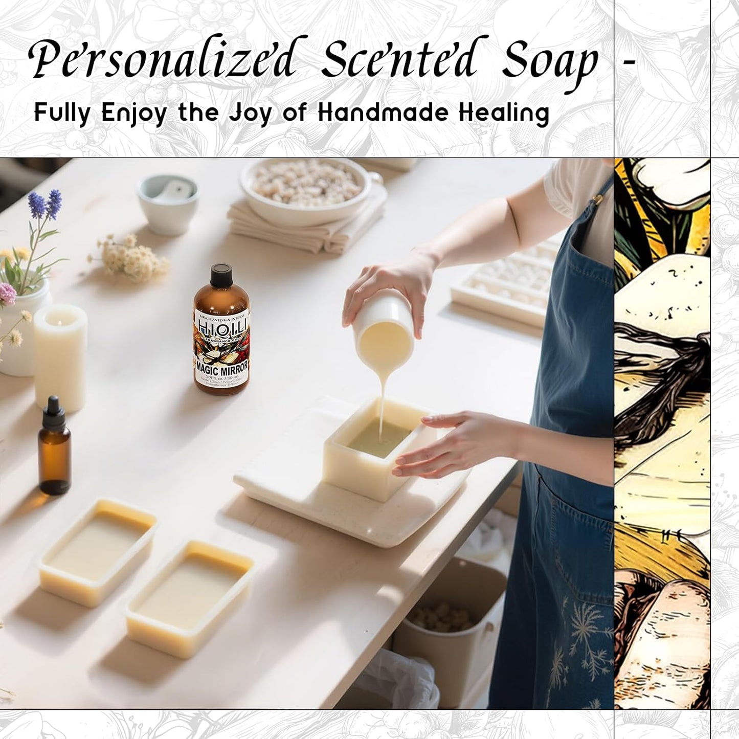 HIQILI Magic Mirror Fragrance Oil for Soap, Candle, Inspired by A.Su Ana-Sui, Women's Perfume Making, Floral Fruity Scents for Essential Oil Diffuser - 5.07Fl Oz