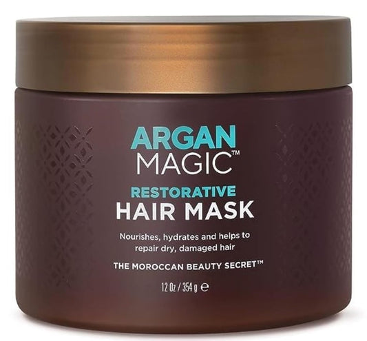 Argan Magic Restorative Hair Mask - Protein Rich Conditioning Hair Mask that Hydrates, Restores And Repairs Damaged Hair | Made in USA, Paraben Free, Cruelty Free (12 oz)