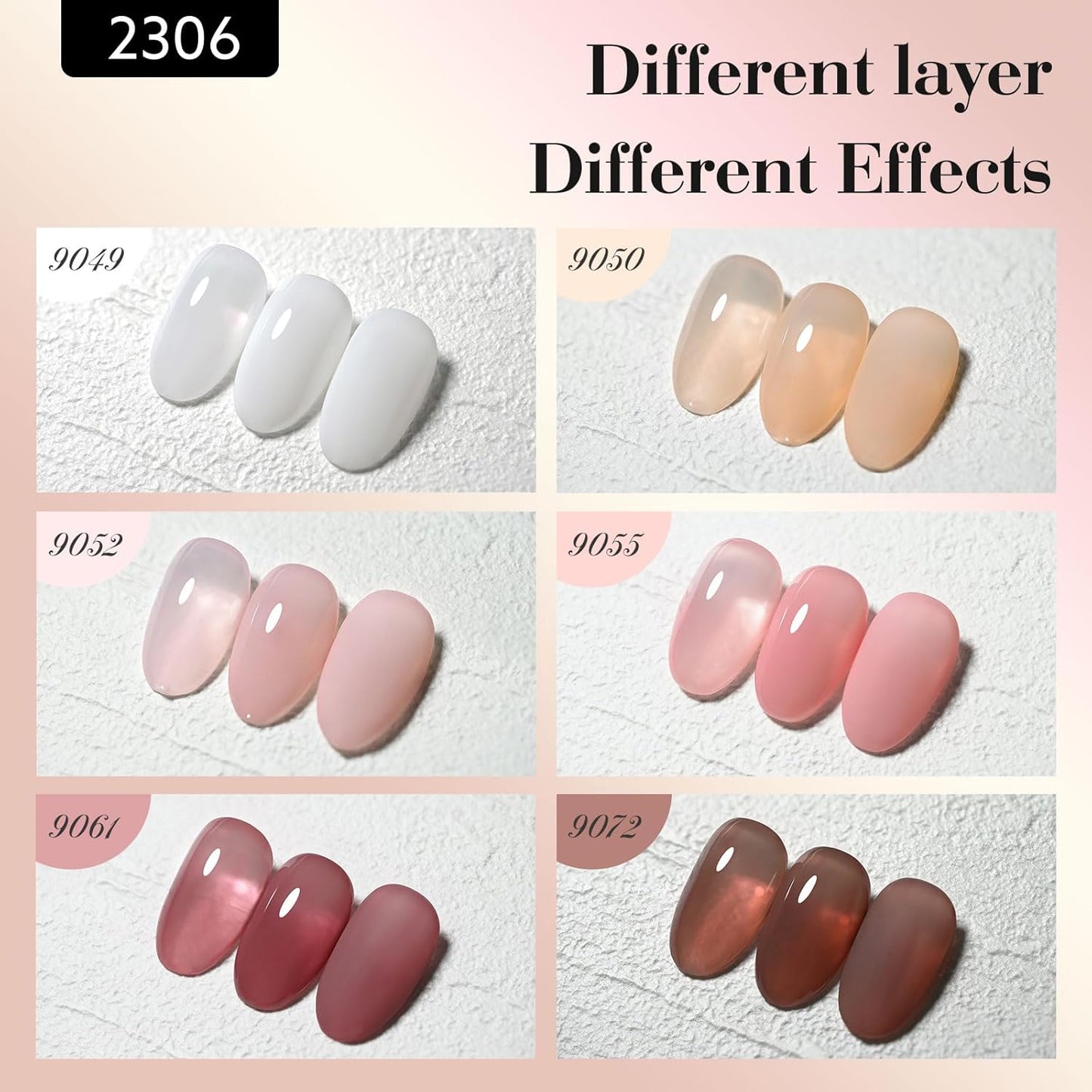 CANNI 9ml Hema-Free Gel Nail Polish Set- 6Pcs Jelly Nude Pink Neutral Transparent Milky White Colors Kit,Soak Off LED Manicure Kit DIY at Home Salon Gifts for Women Girls,A01-Sheer Jelly Nude Pink