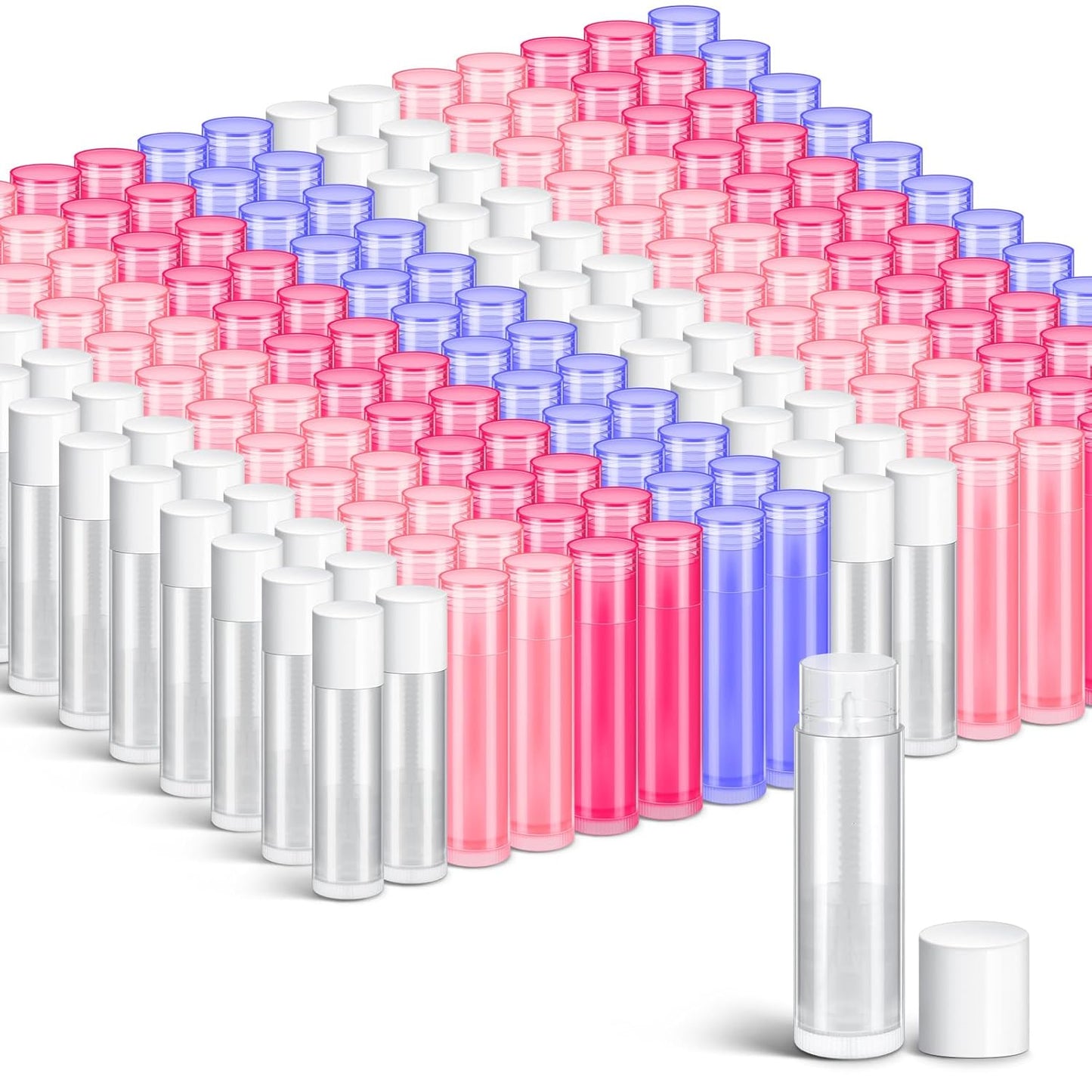Nuanchu 200 Pcs Lip Balm Tubes Empty Lip Gloss Tubes Bulk Women 0.186 Oz/ 5.5 ml Lip Gloss Container Kit Clear PVC Lip Containers with Caps for DIY(Multicolor)