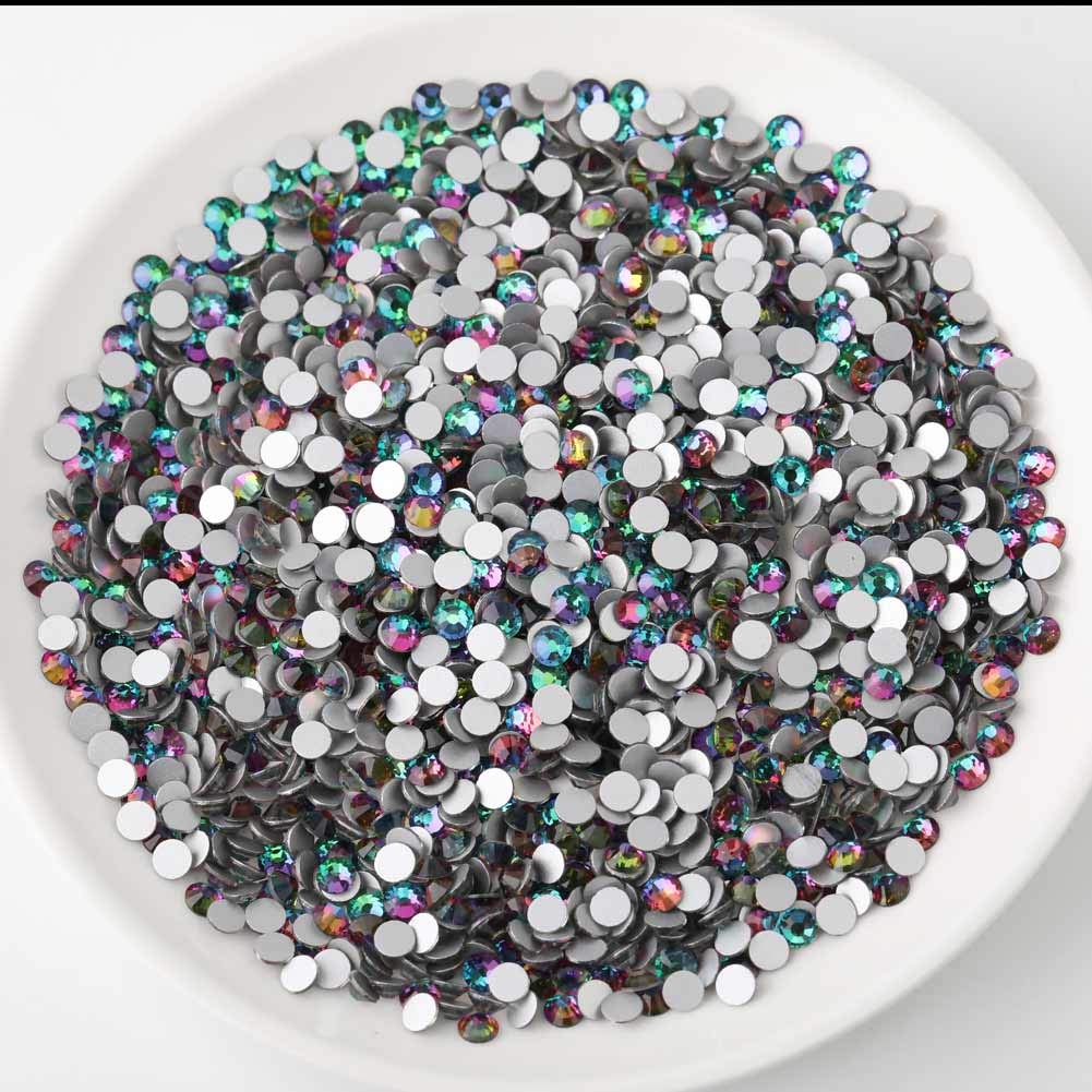 beadsland Flat Back Crystal Rhinestones Round Gems, Green Volcano, (2.3-2.5mm) SS8/1440pcs